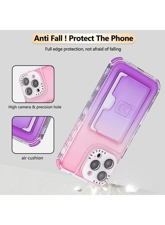 زبون جراب لهاتف iPhone 12 Pro Max بلون متدرج مصنوع من مادة TPU + PC مع فتحة بطاقة وغطاء كامل للهاتف - Image 4