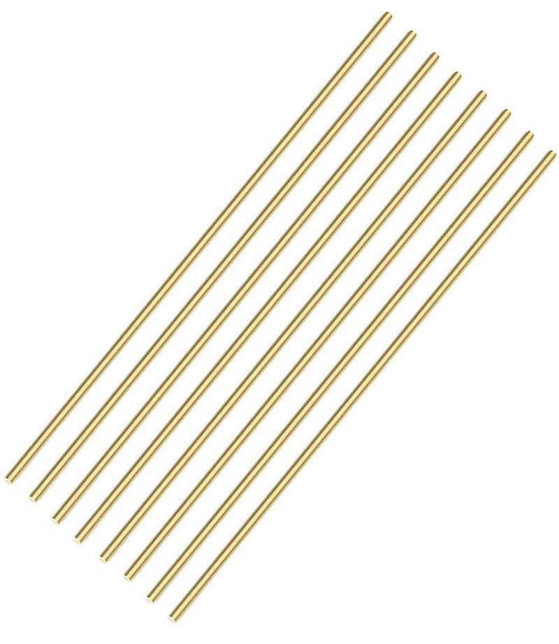 PGCOKO 1/8 Inch Brass Round Rod, 8Pcs Solid Round Brass Rod Lathe Bar Stock, 11.8 inch in Length - Image 1