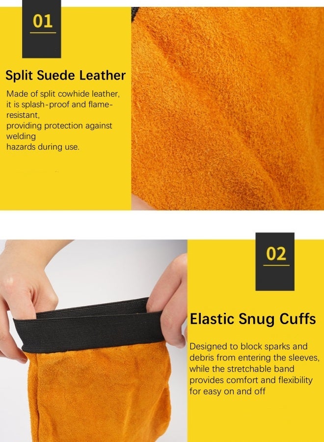 Leather Welding Sleeves Heat Flame Resistant Arm Protection for Welder 42cm Long - Image 3