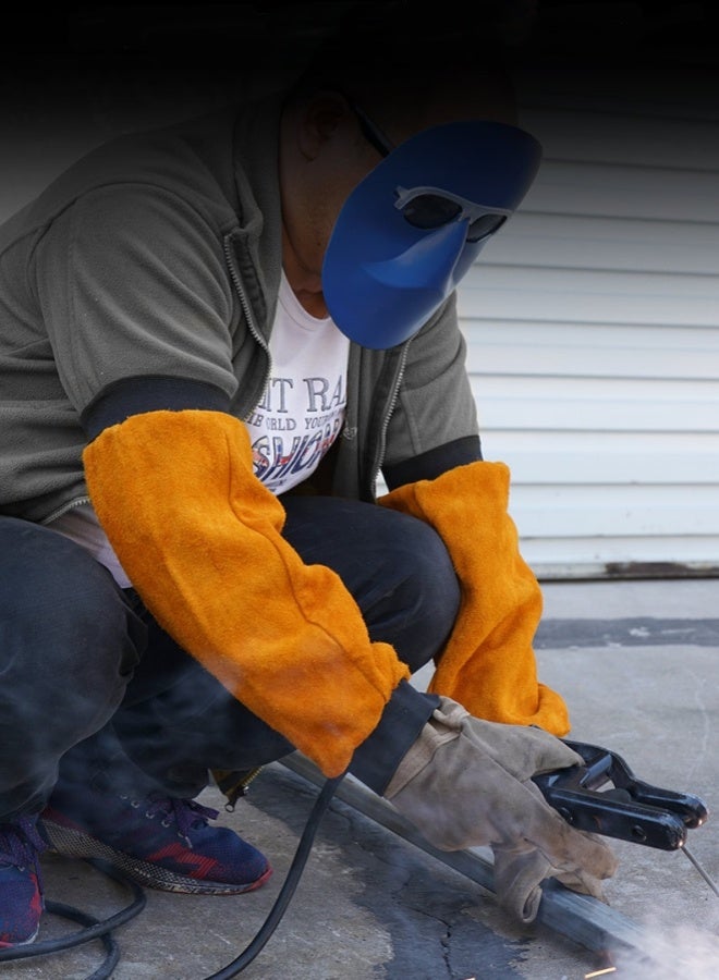 Leather Welding Sleeves Heat Flame Resistant Arm Protection for Welder 42cm Long - Image 2