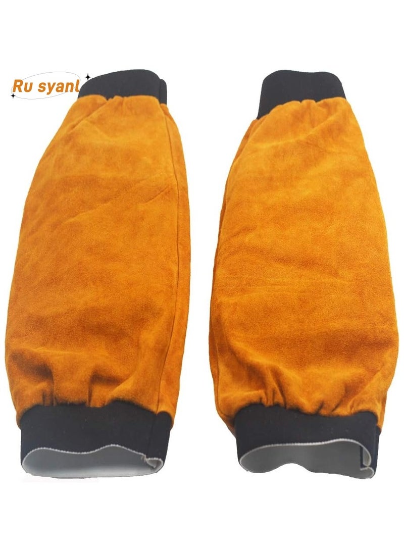 Leather Welding Sleeves Heat Flame Resistant Arm Protection for Welder 42cm Long - Image 1
