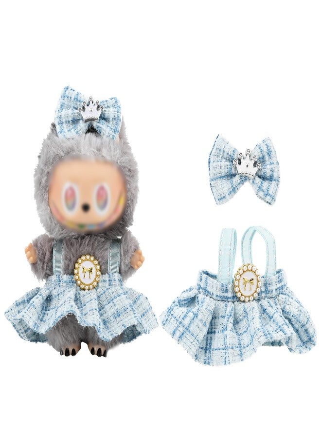 Evowatt 2-Piece Doll Outfit Set for Labubu Dolls - Hair Clip and Dress Set, Adorable Clothing Accessories for 17cm Dolls (Doll Not Included)_Blue - Image 1