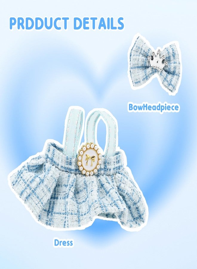 Evowatt 2-Piece Doll Outfit Set for Labubu Dolls - Hair Clip and Dress Set, Adorable Clothing Accessories for 17cm Dolls (Doll Not Included)_Blue - Image 3