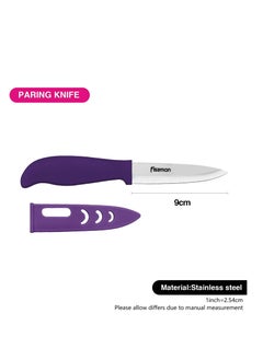 Fissman 4" Ceramic Paring Knife with Sheath, White Blade Peeling Knife | Ultra-Sharp Paring Knife for Meat, Fruits, Vegetables (Purple)  - Image 3