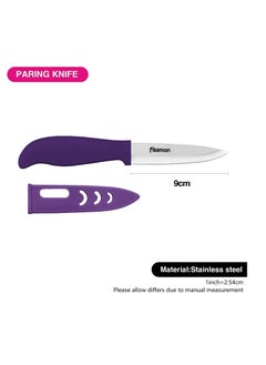 Fissman 4" Ceramic Paring Knife with Sheath, White Blade Peeling Knife | Ultra-Sharp Paring Knife for Meat, Fruits, Vegetables (Purple)  - Image 2