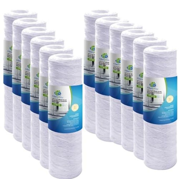 CFS  12 Pack Polypropylene Cord-Wound Sediment Water Filter Cartridges Compatible with CW-F Models  Removes Bad Taste & Odor  Whole House Replacement Filter Cartridge  10 Micron