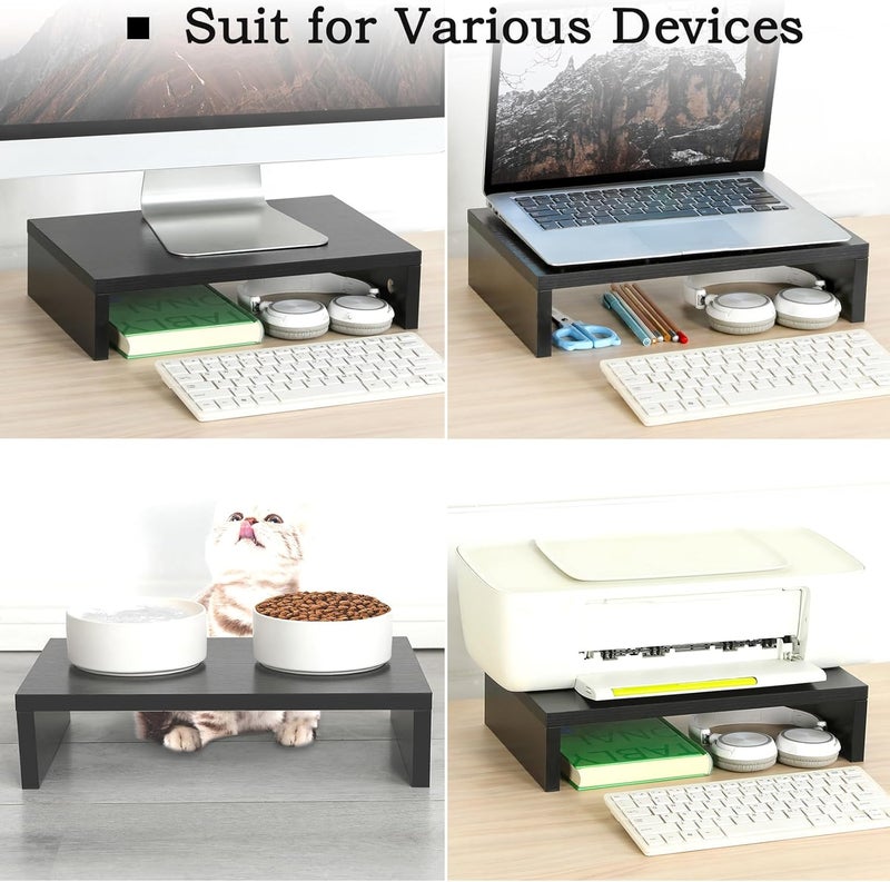 TEAMIX Wood Monitor Stand Riser-2 Pack, 2 Tier Adjustable Monitor Stand Dual Monitor Riser for 2 Monitors/Laptop/PC Black Computer Stand for Desk - Image 3