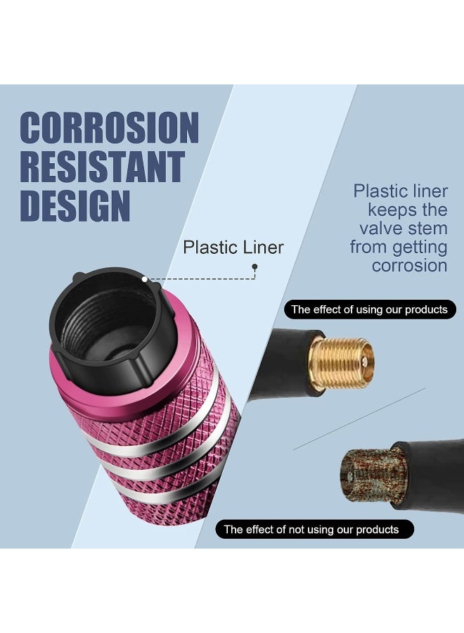 DECURCAR Tire Valve Stem Cap Cover - (5 Pack) Tire Air Caps Metal with Plastic Liner Corrosion Resistant Leak-Proof Cat/Dog Paw for Car Truck Motorcycle Bike Pink - Image 2