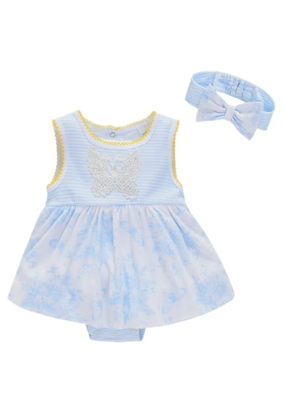 Bambimici Bambimici Amaia Butterfly Print Baby Blue Bodysuit Dress