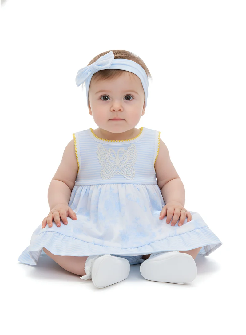 Bambimici Bambimici Amaia Butterfly Print Baby Blue Bodysuit Dress