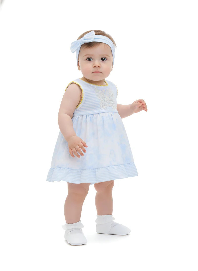Bambimici Bambimici Amaia Butterfly Print Baby Blue Bodysuit Dress