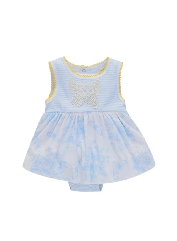 Bambimici Bambimici Amaia Butterfly Print Baby Blue Bodysuit Dress