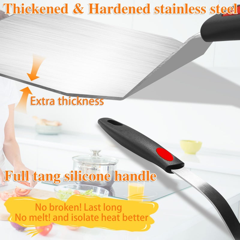 TOTDTDA Spatula Set 6-Piece - kitchen utensils set cooking Stainless Steel Turner Set, 600Â°F Heat Resistant, Metal Spatulas for Griddle/Cast Iron & Nonstick Safe Silicone Tools for Egg, Pancake, Burger - Image 5