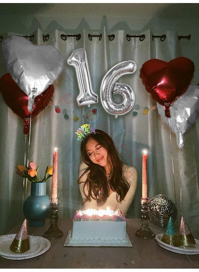 Propsicle 16 inch Birthday Foil 16 Number Helium Balloon Party Decoration Silver Pack of 2 | 16 Year No. Balloons Birthday/Anniversary | Sixteen Number - Image 4