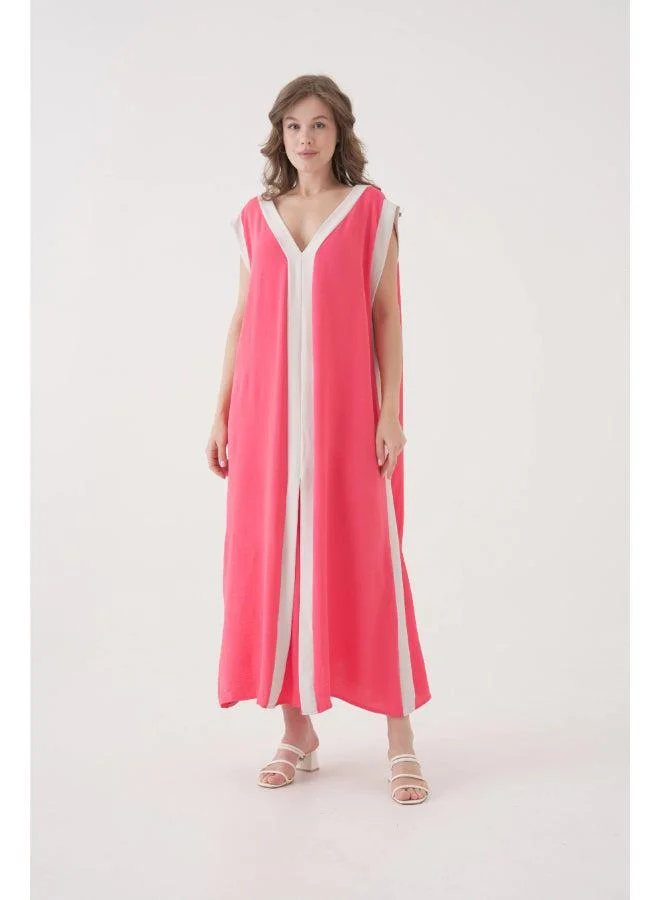 Hoxton Gal Coral V‑Neck Sleeveless Oversized Maxi Dress