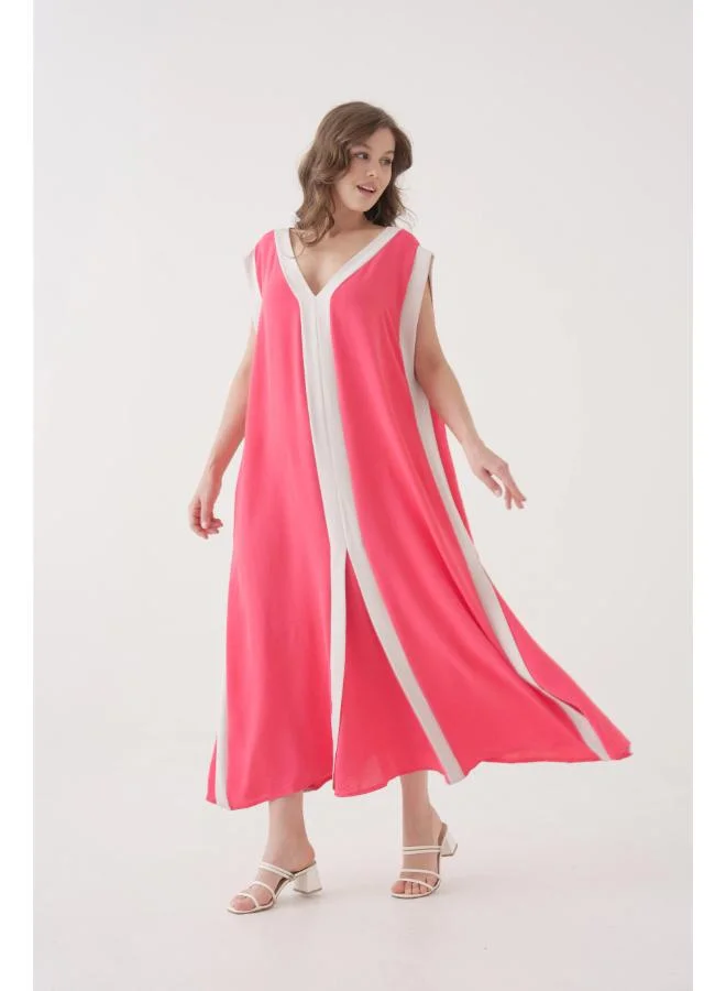 Hoxton Gal Coral V‑Neck Sleeveless Oversized Maxi Dress