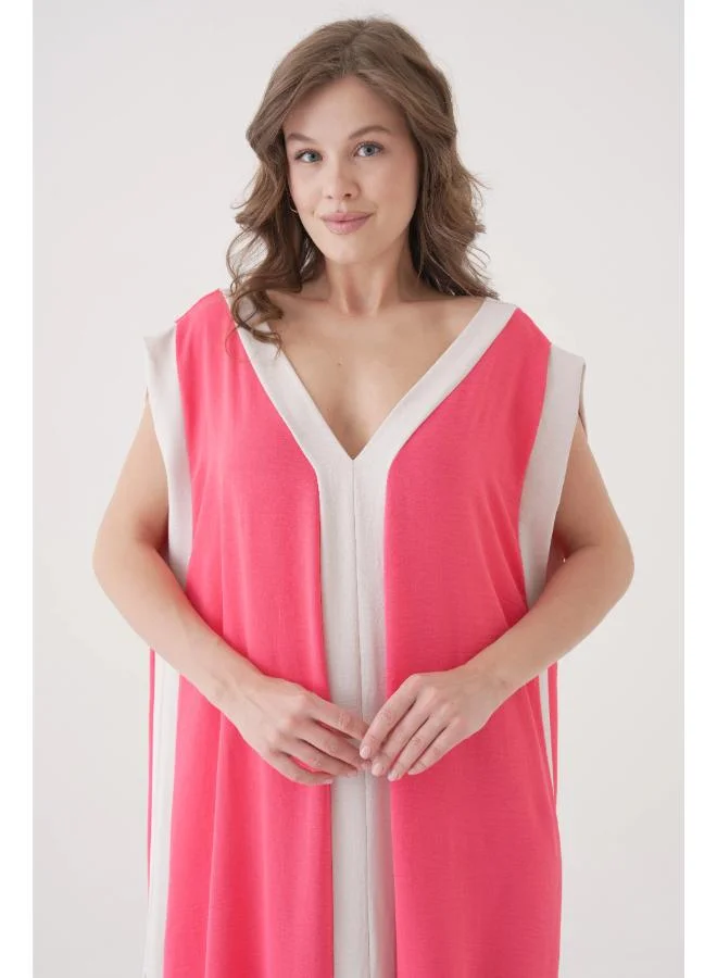 Hoxton Gal Coral V‑Neck Sleeveless Oversized Maxi Dress