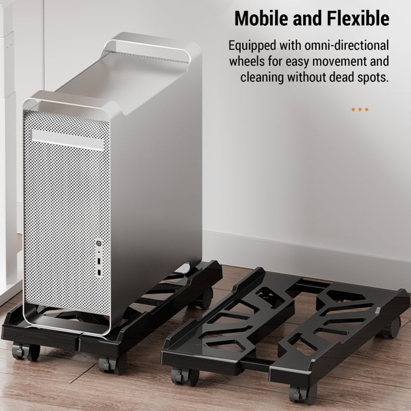 Adjustable Computer Stand with Wheels Mobile PC Case Holder for Home and Office Height-Increasing Desktop CPU Stand - Image 3