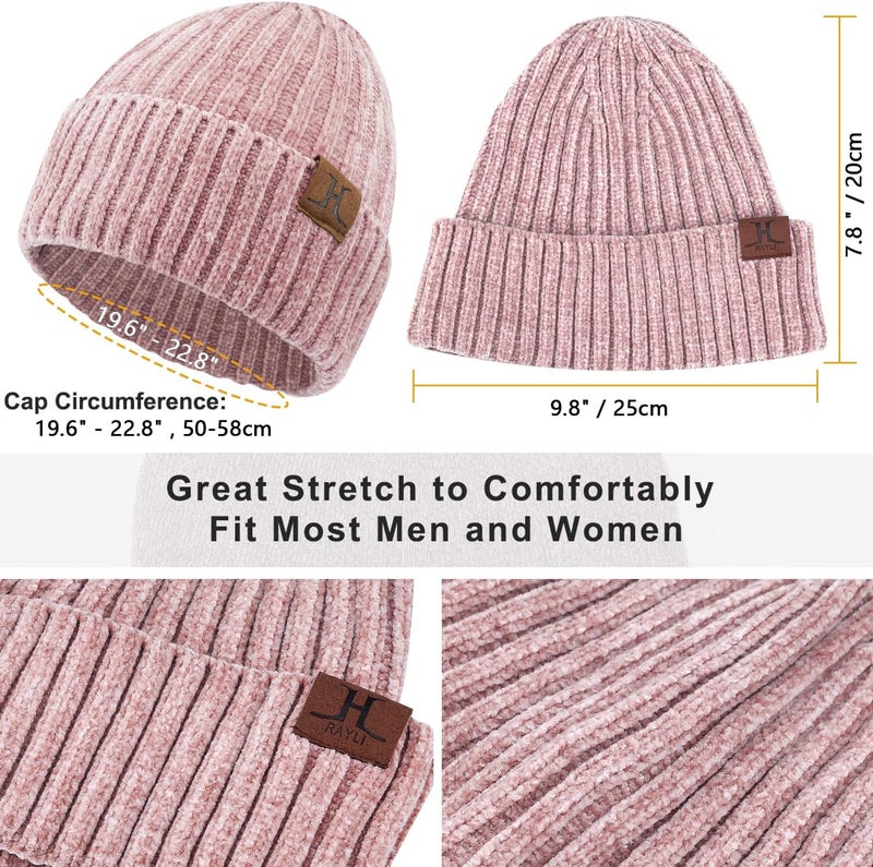 AQOTHES Womens Winter Knit Warm Hat Beanie Long Scarf Touch Screen Gloves Set Skull Caps Neck Scarves for Women - Image 2