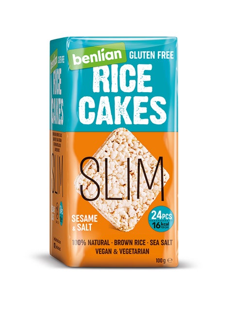 BENLIAN Slim Brown Rice Cakes, Sesame & Salt Flavor, 100g