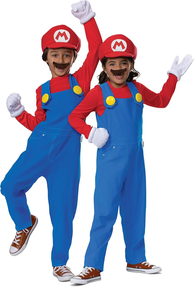 Disguise زي تنكر ماريو للأطفال - زي رسمي من سوبر ماريو بروس وإكسسوارات، مقاس متوسط (7-8) - Image 1