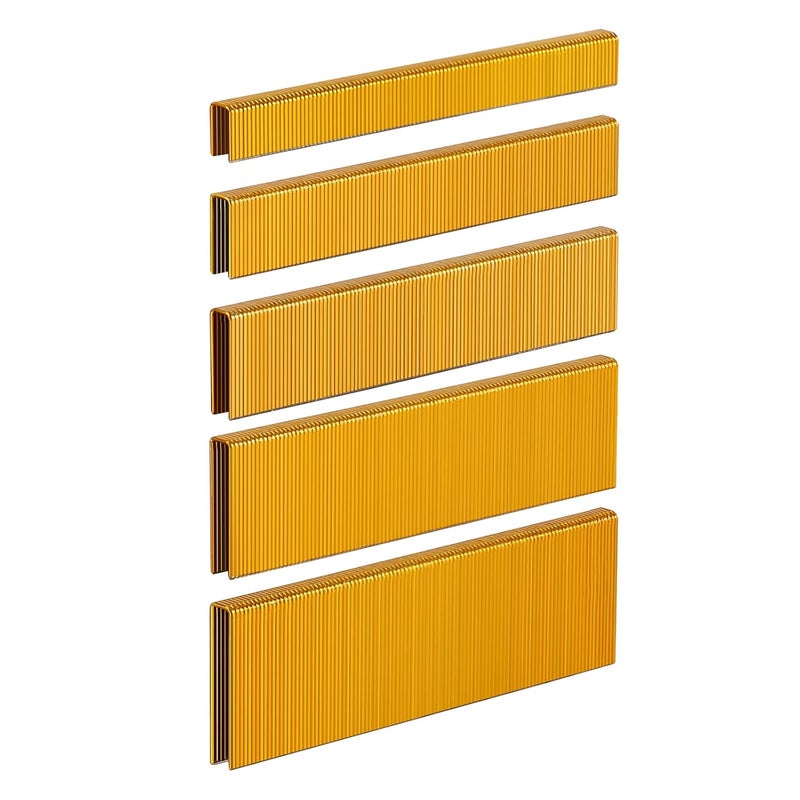 SimCos 18 Gauge 1/4" Narrow Crown Staples (1-1/2",1-1/4" 1", 3/4", 1/2"), 2000 pcs Galvanized Assorted Sizes for 18 GA Pneumatic or Electric Stapler or Staple Gun,Project Pack (Assembly 2000) - Image 1