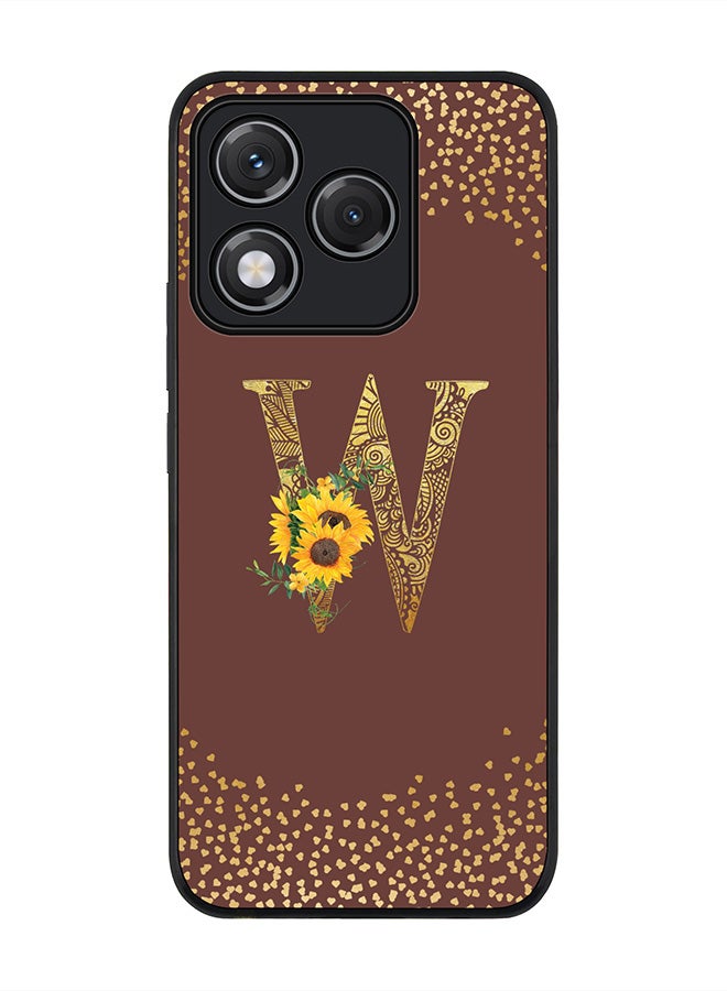 For Honor 400 Lite Case,Slim fit Camera Protection, Shockproof Thin Phone cover  - Custom Floral Monogram - W  (Brown )