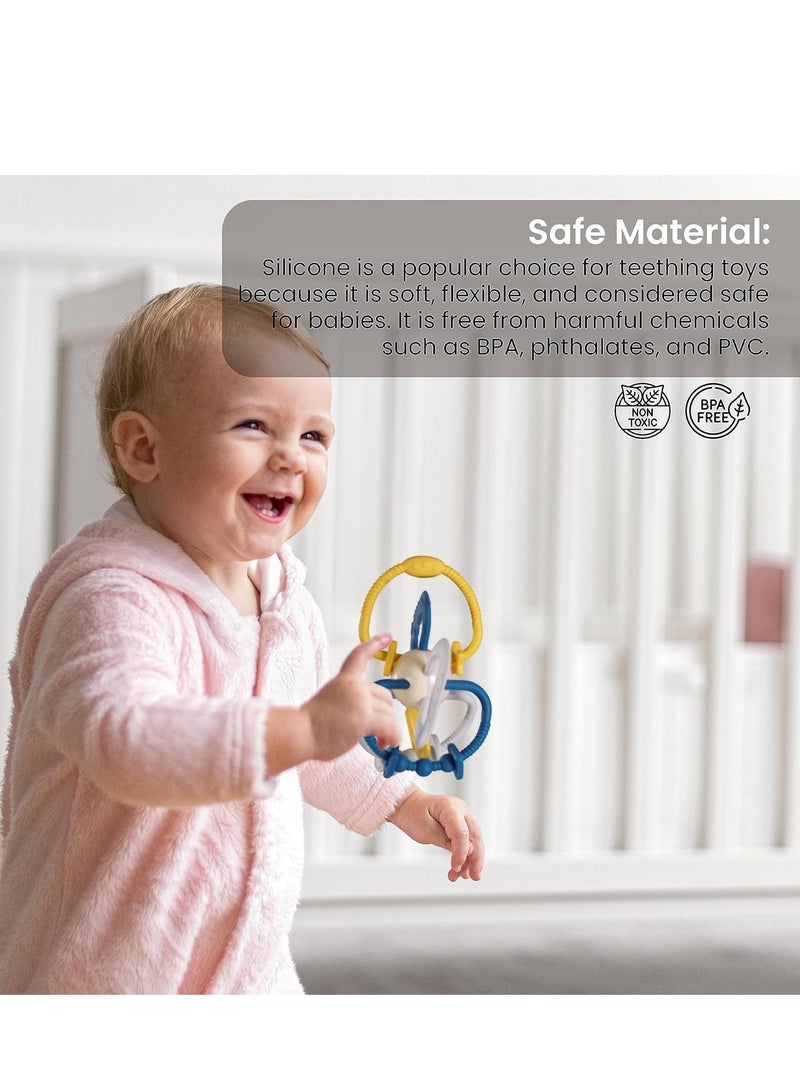 Baybee Silicone Baby Teether Toys for Teething Gums, Manhattan Teething Rattle Toy with Loops Ring, 100% Food Grade Silicone Teether Toy,Chew Teether for Boy,Girl - Image 5