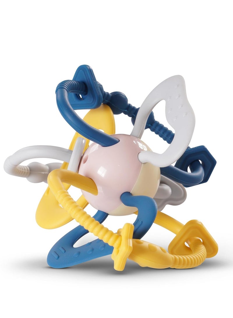 Baybee Silicone Baby Teether Toys for Teething Gums, Manhattan Teething Rattle Toy with Loops Ring, 100% Food Grade Silicone Teether Toy,Chew Teether for Boy,Girl - Image 1