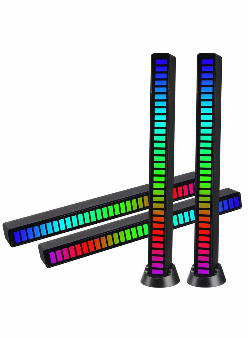 أضواء التحكم بالصوت القابلة للشحن RGB - 2 قطع أضواء LED محيطة مفعلة بالصوت للسيارة، الكمبيوتر المحمول، الحفلات والألعاب، 32 بت استقبال الموسيقى - Image 1