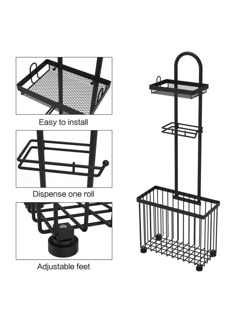 WALALLA Freestanding Toilet Paper Holder Toilet Tissue Rack Scroll Stand Roll Dispenser with Storage Shelf Reserve for Phone Tablet Magazine Bathroom Organizer Bath Tissue Organizer - Image 4