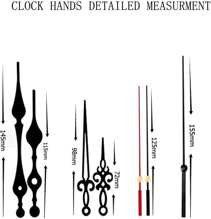 Aloneaka 2 Pieces Silent Clock Movement Mechanism Long and Short Shaft with 6 Different Pairs of Hands DIY Clock Repair Parts Motor Replacemen - Image 5
