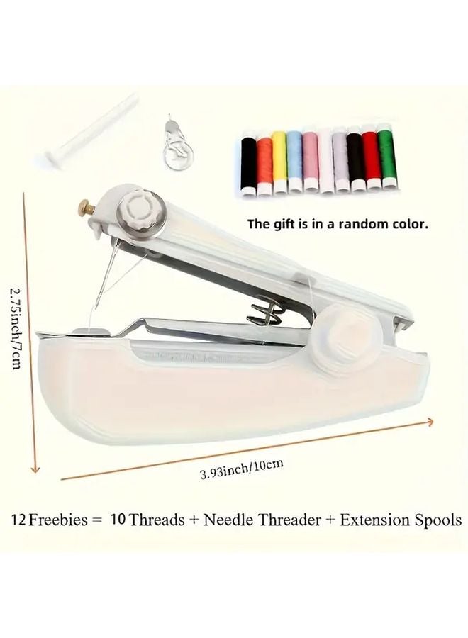 White Handheld Mini Sewing Machine With 14Pcs Accessories Kit For Home Clothes Repair - Image 3