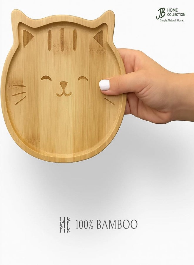 JB HOME COLLECTION مجموعة JB Home رقم 4572، طبق طعام من الخيزران على شكل قطة، مثالي للوجبات الخفيفة والمقبلات والفواكه والخضراوات | طبق تقديم | مناسب للنزهات والحفلات والمطبخ | أطباق صديقة للبيئة، 7 × 6.5 بوصة، وجه قطة، عبوة واحدة - Image 3