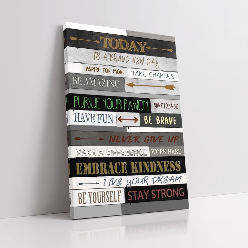 KAWAHONE Today is A Day Inspirational Canvas Wall Art Positive Quotes Office Wall Decor Motivational Canvas Prints Framed Artwork Ready to Hang - Image 1