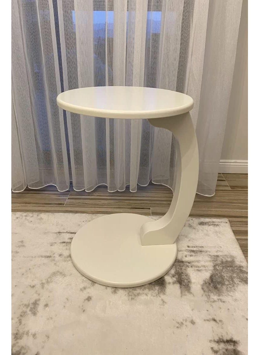 CROWN ART SHOPPEE CROWN ART SHOPPEE CShape Round Table of Modren Style with Engineered Wood for Space Saving Storage for Living Room Bed Room Office Farm House etc White v  - Image 2
