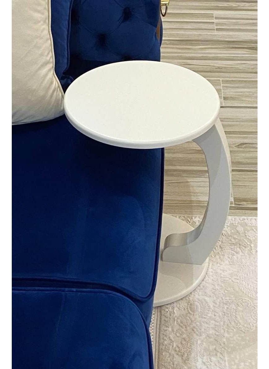 CROWN ART SHOPPEE CROWN ART SHOPPEE CShape Round Table of Modren Style with Engineered Wood for Space Saving Storage for Living Room Bed Room Office Farm House etc White v  - Image 4