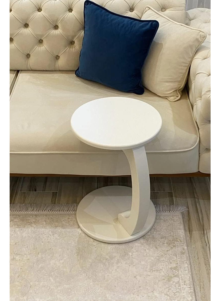 CROWN ART SHOPPEE CROWN ART SHOPPEE CShape Round Table of Modren Style with Engineered Wood for Space Saving Storage for Living Room Bed Room Office Farm House etc White v  - Image 3