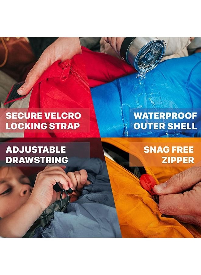 Arabest Sleeping Bags for Adults & Kids, Ultralight Backpacking Sleeping Bag for Hiking Cold Weather & Warm, Lightweight Compact, Summer & Winter, Girls Boys 1 & Double 2 Person, Ocean Blue with Stripes  - Image 4