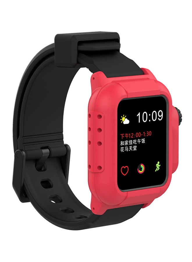 Voberry Replacement Band Strap With Protective Case Cover For Apple Watch 3 38mm Black - Image 2