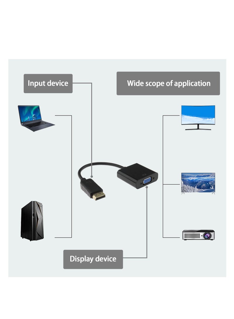 DisplayPort to VGA Adapter, Gold-Plated DP DisplayPort Male to VGA Female Display, Plug and Play, Small and Light, Monitor Converter Cable Adapter for Computer PC Desktop Laptop Projector - Image 3