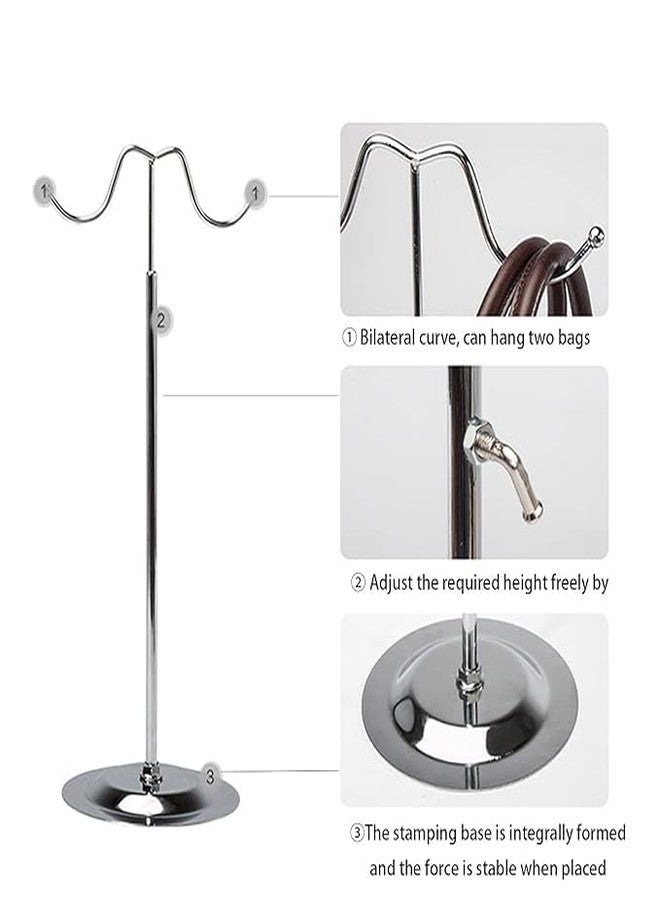 DOOR STEP SHOPPING Adjustable Metal Purse Display Stand with Double Hook, Stainless Steel, for Purse, Handbag, Wig, Hat - Image 4