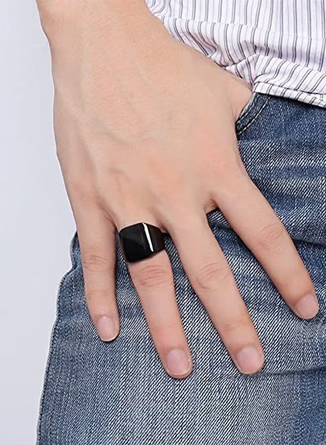 ROMAD Stainless Steel Solid Polished Signet Ring - Image 3