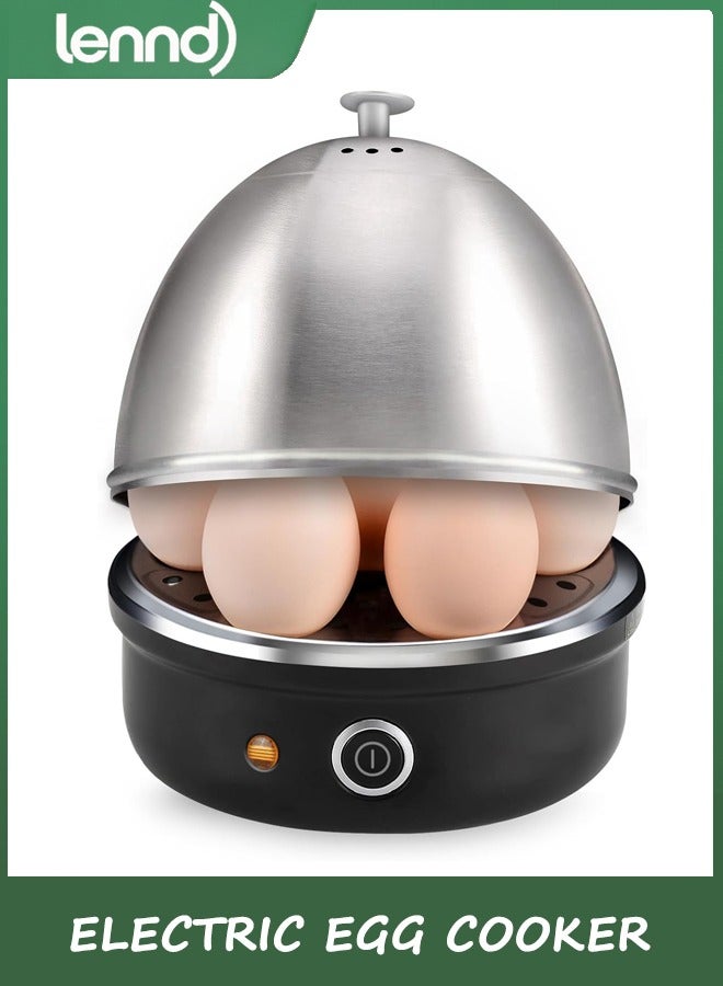 لينند مطبخ البيض الكهربائي ، غلاية البيض السريعة مع إغلاق التلقائي للناعمة والمتوسطة والصعبة المغلية والبيض المخشور والبيض البخاري والخضروات والقرطبة ، علبة الفولاذ المقاوم للصدأ مع سعة 7 بيض (أسود) - Image 1