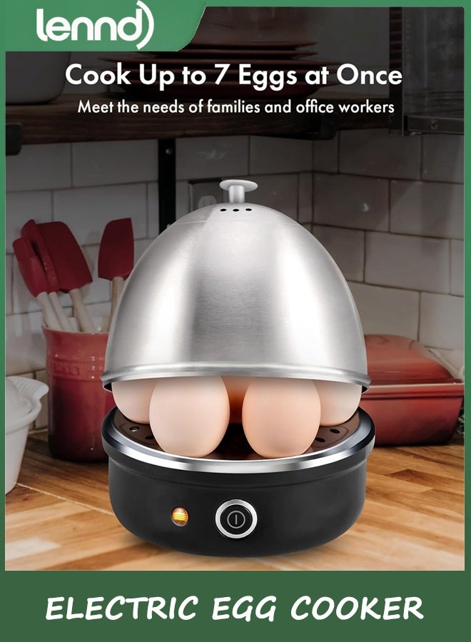 لينند مطبخ البيض الكهربائي ، غلاية البيض السريعة مع إغلاق التلقائي للناعمة والمتوسطة والصعبة المغلية والبيض المخشور والبيض البخاري والخضروات والقرطبة ، علبة الفولاذ المقاوم للصدأ مع سعة 7 بيض (أسود) - Image 5