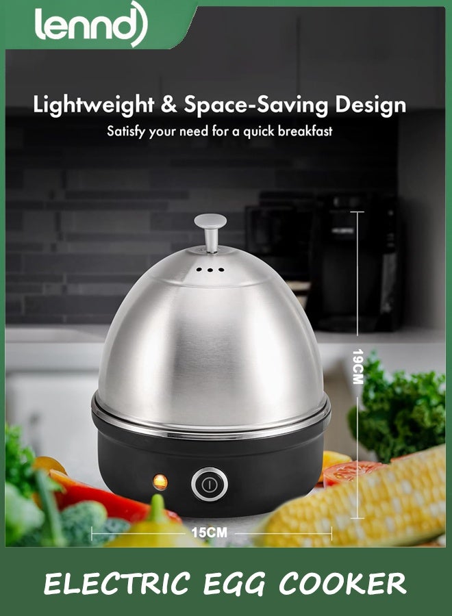 لينند مطبخ البيض الكهربائي ، غلاية البيض السريعة مع إغلاق التلقائي للناعمة والمتوسطة والصعبة المغلية والبيض المخشور والبيض البخاري والخضروات والقرطبة ، علبة الفولاذ المقاوم للصدأ مع سعة 7 بيض (أسود) - Image 4