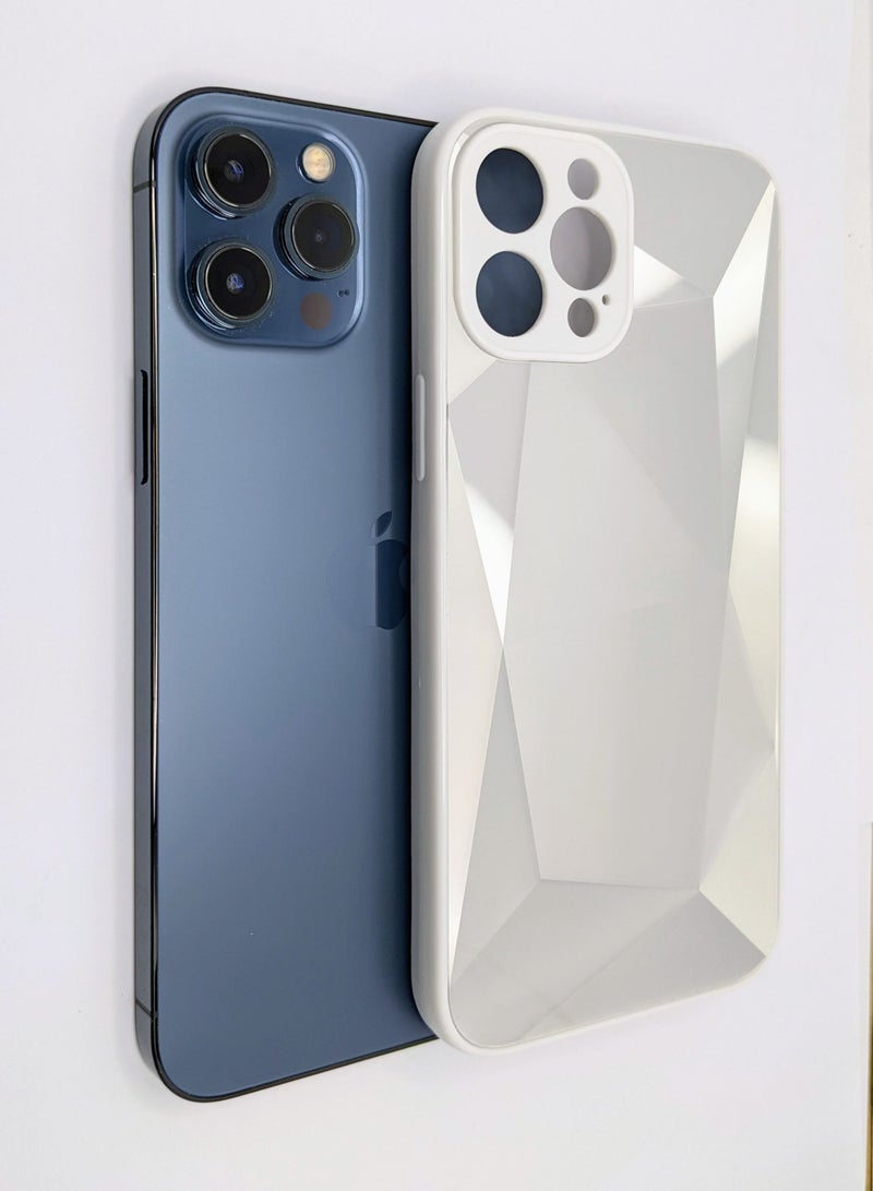 HEXABEX جراب iPhone 12 Pro، جراب واقٍ من الألماس اللامع المرصع بالمرايا لهاتف iPhone 12 Pro باللون الفضي - Image 2
