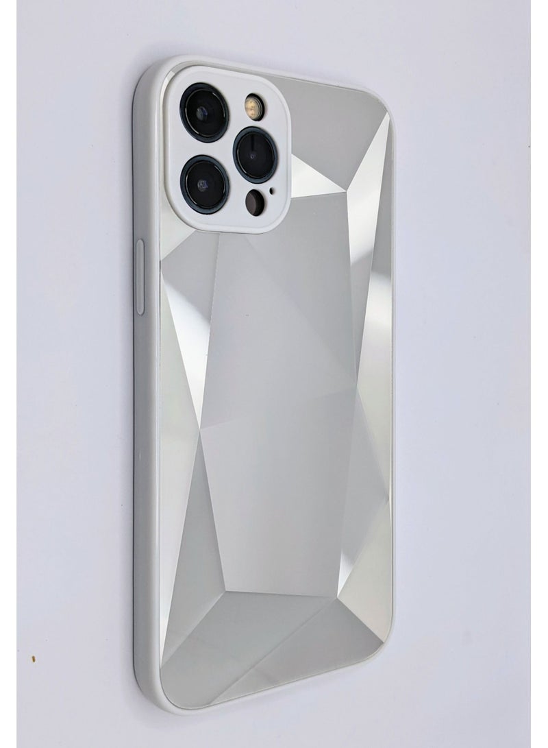 HEXABEX جراب iPhone 12 Pro، جراب واقٍ من الألماس اللامع المرصع بالمرايا لهاتف iPhone 12 Pro باللون الفضي - Image 1