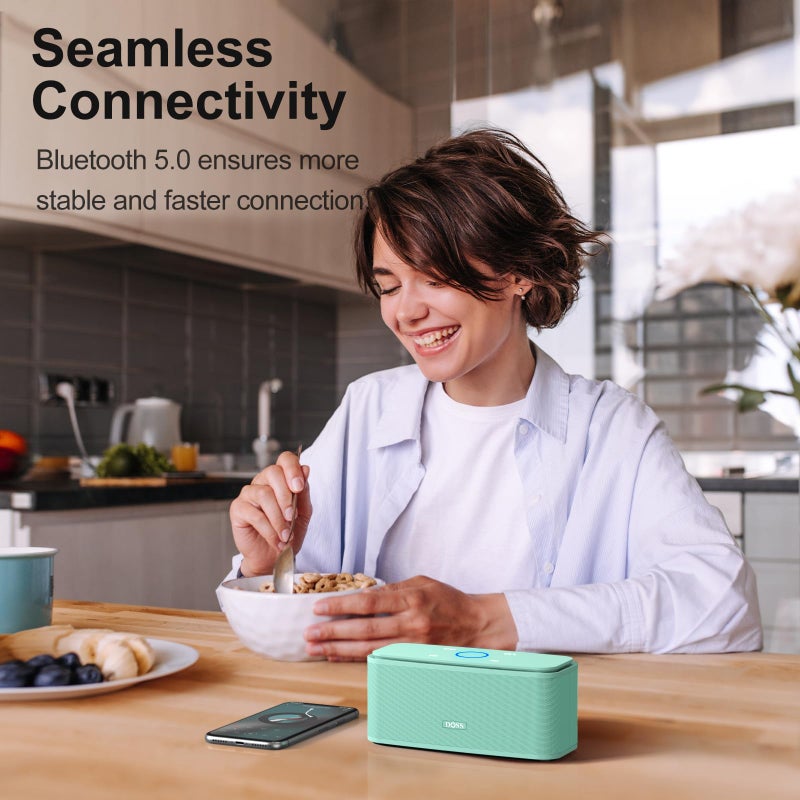 DOSS SoundBox Touch Wireless Bluetooth Speaker-12W HD Sound with Rich Bass, IPX5 Waterproof, 20H Playtime, Handsfree, for Gatherings, Home, Office, Outdoor, Travel-Green - Image 5