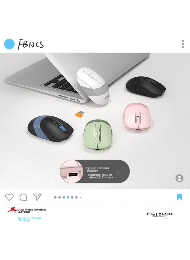 A4tech Fb10cs Quiet Wireless Bluetooth Mouse, Rechargeable, Compatible With Laptops, Office, Smartphones, Tablets, Ipad, Fei Shidai, Obsidian Black - Image 2